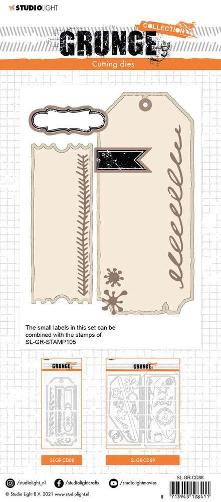 Studio Light - Dies - CD 88 - Grunge - Slimline Tags - Kreativ Scrapping
